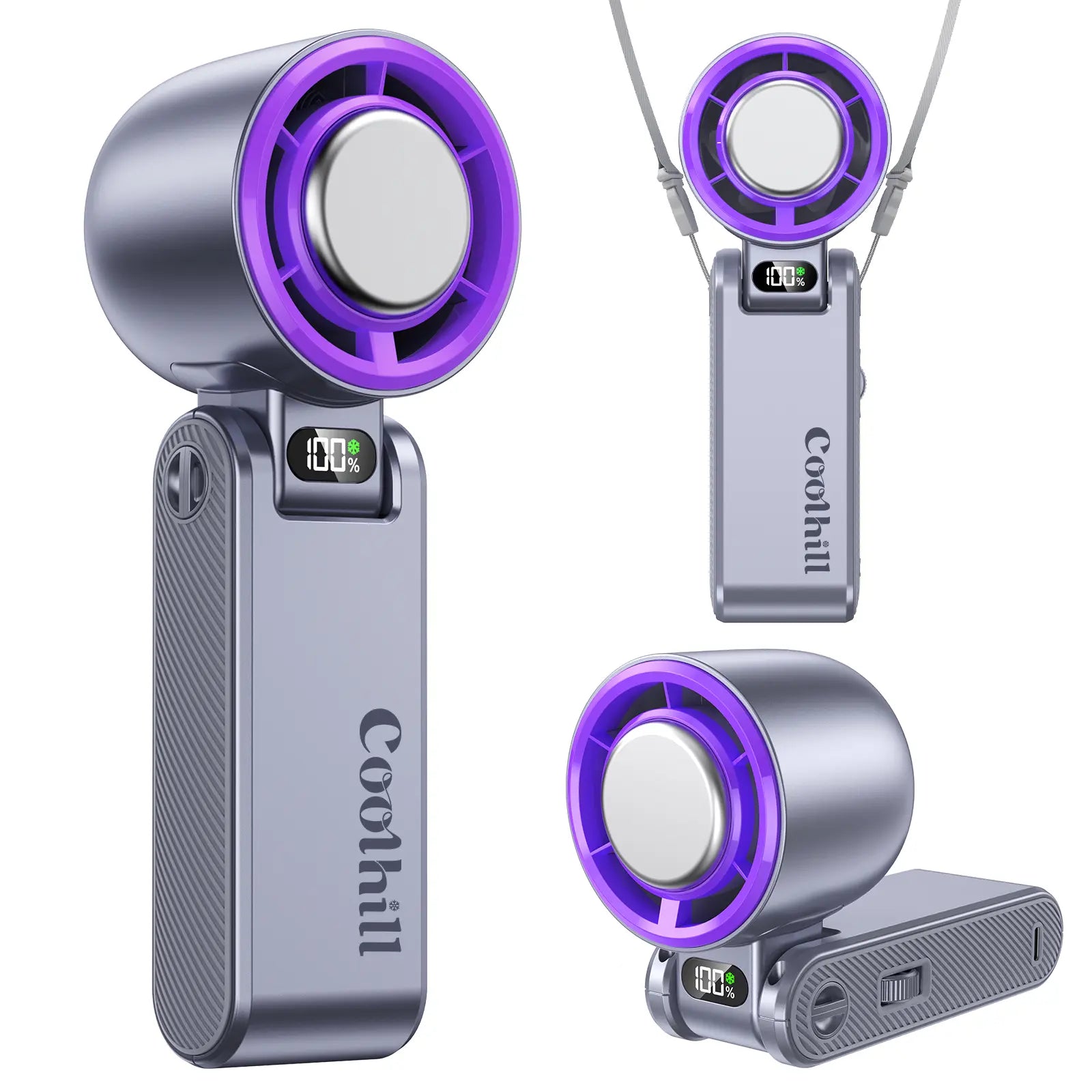 Coolhill Ice Fan Portable Handheld High Speed Fan 199 Adjustable Levels Foldable for Summer Travel Vacation Essentials& Outdoor Activities Cool Fan