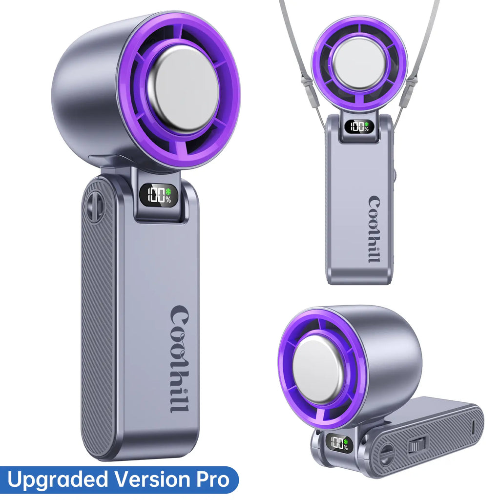 Coolhill Ice Fan Portable Handheld High Speed Fan 199 Adjustable Levels Foldable for Summer Travel Vacation Essentials& Outdoor Activities Cool Fan