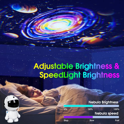 Astronaut Galaxy Projector — 12 Space Films, 360° Rotation
