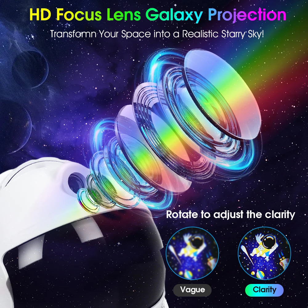 Astronaut Galaxy Projector — 12 Space Films, 360° Rotation