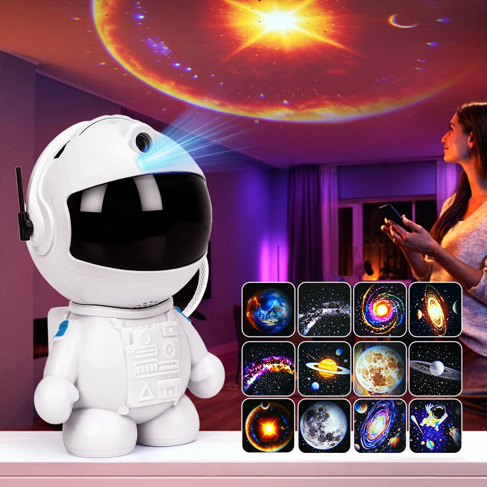 Astronaut Galaxy Projector — 12 Space Films, 360° Rotation